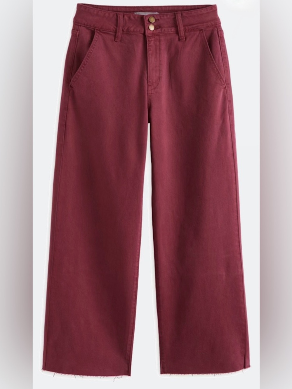 EUC Just USA High Rise Double Button Wide Leg Burgundy Women Size 8 Pants
